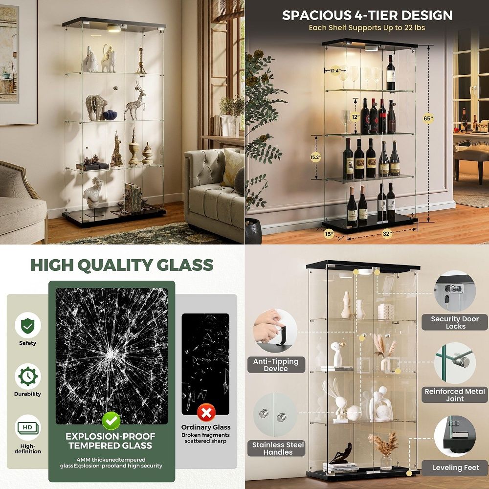 Witryna z oświetleniem LED i z – Glass Cabinet Display recenzja i cena