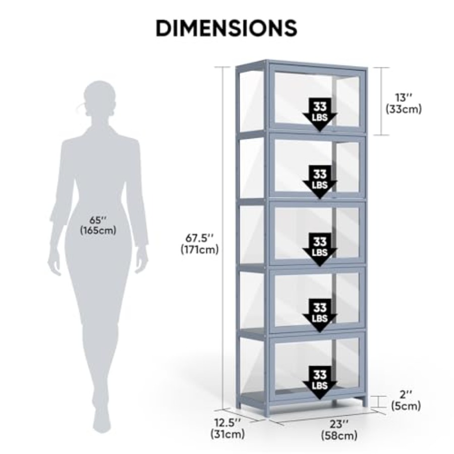 5-poziomowa witryna z drzwiami – Glass Cabinet Display recenzja i cena